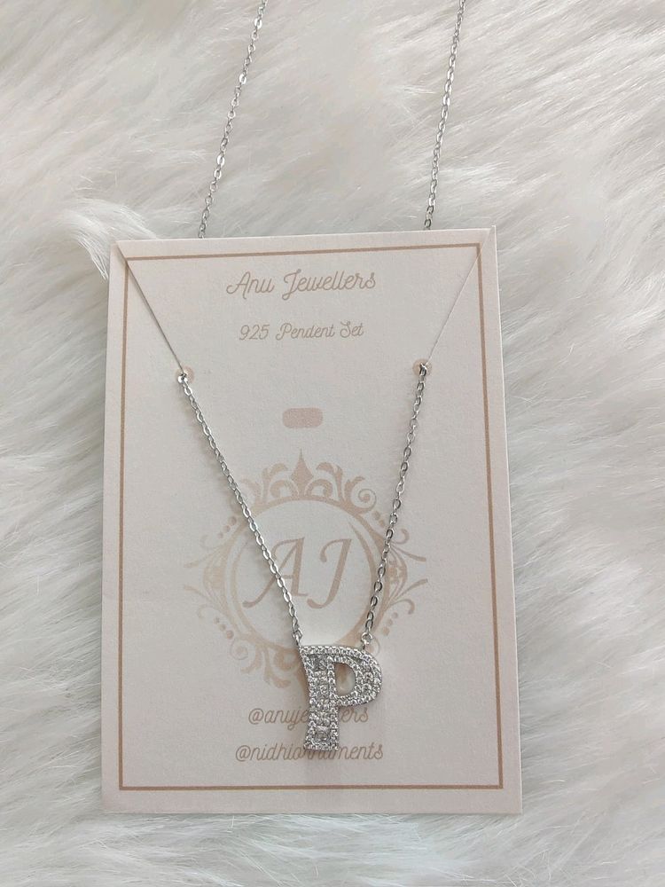 925 Silver Letter 'p' Pendant With Chain