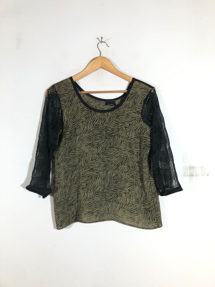 Olive Green Printed Top (Women’s)