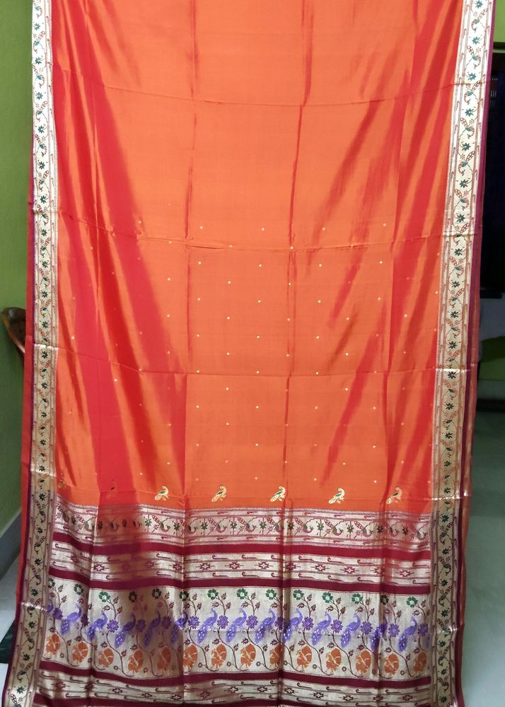 Orange Paithani Saree