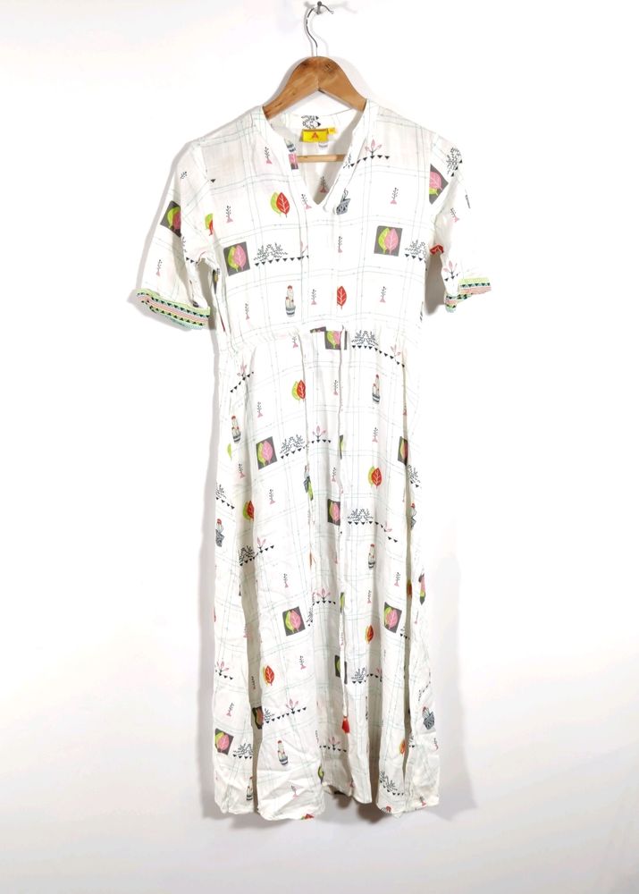 White Printed Casual Kurta/Dress (Women)