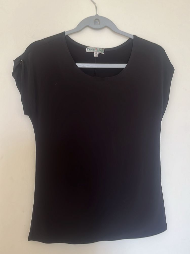 Black Viscose Elastic Top