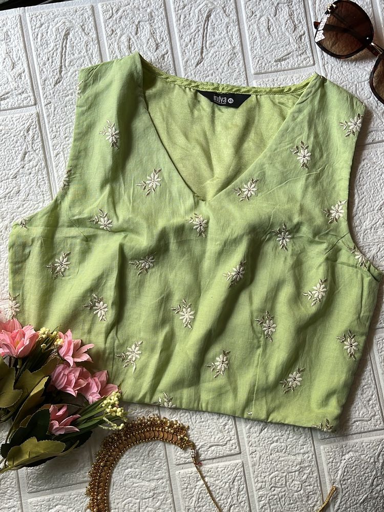 Cute pastel green v neck blouse