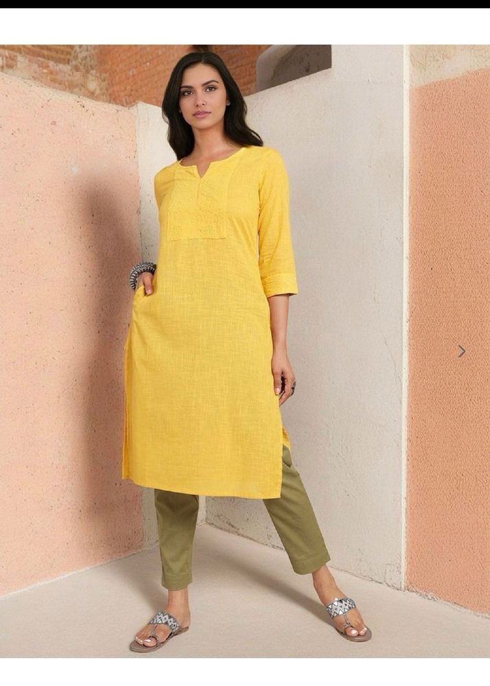 Mustard Straight Fit Kurta