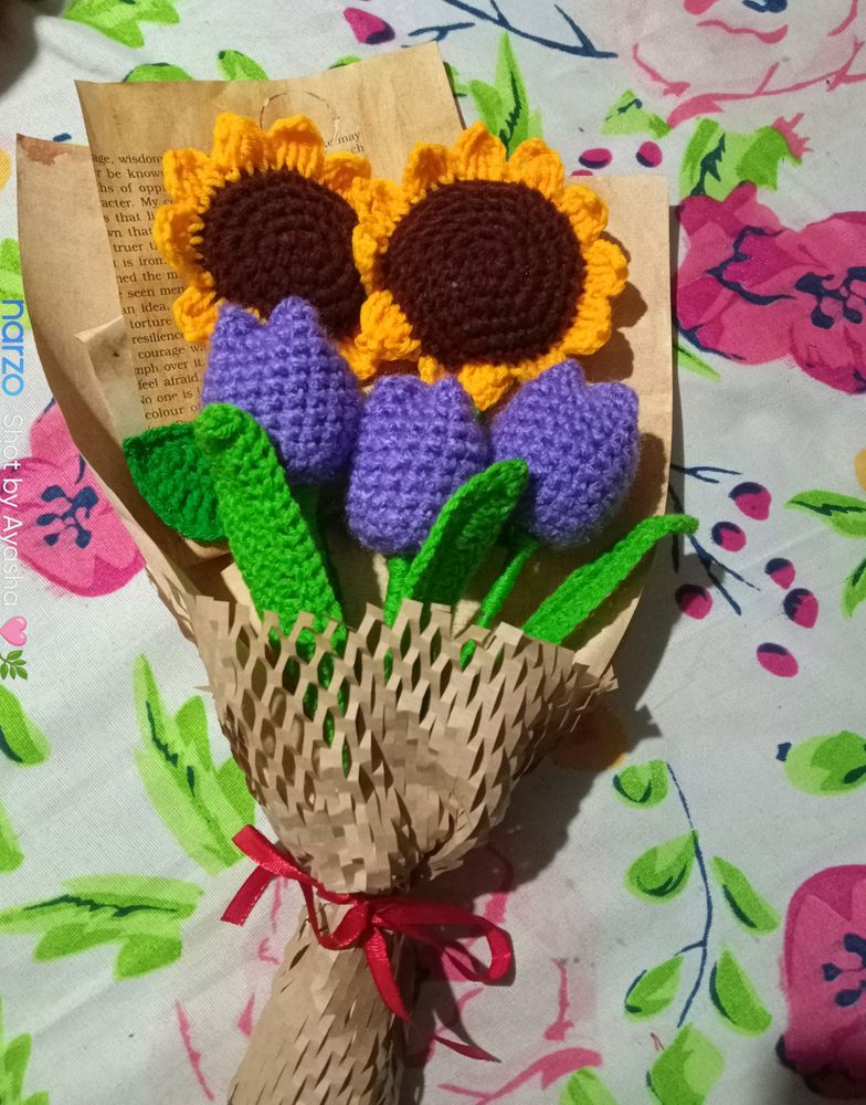 Crochet Tulip 🌷 And Sunflower 🌻 Bouquet ✨💓