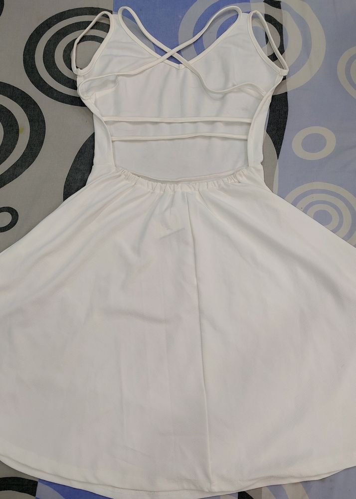 Women Fit And Flare White Dress🤍