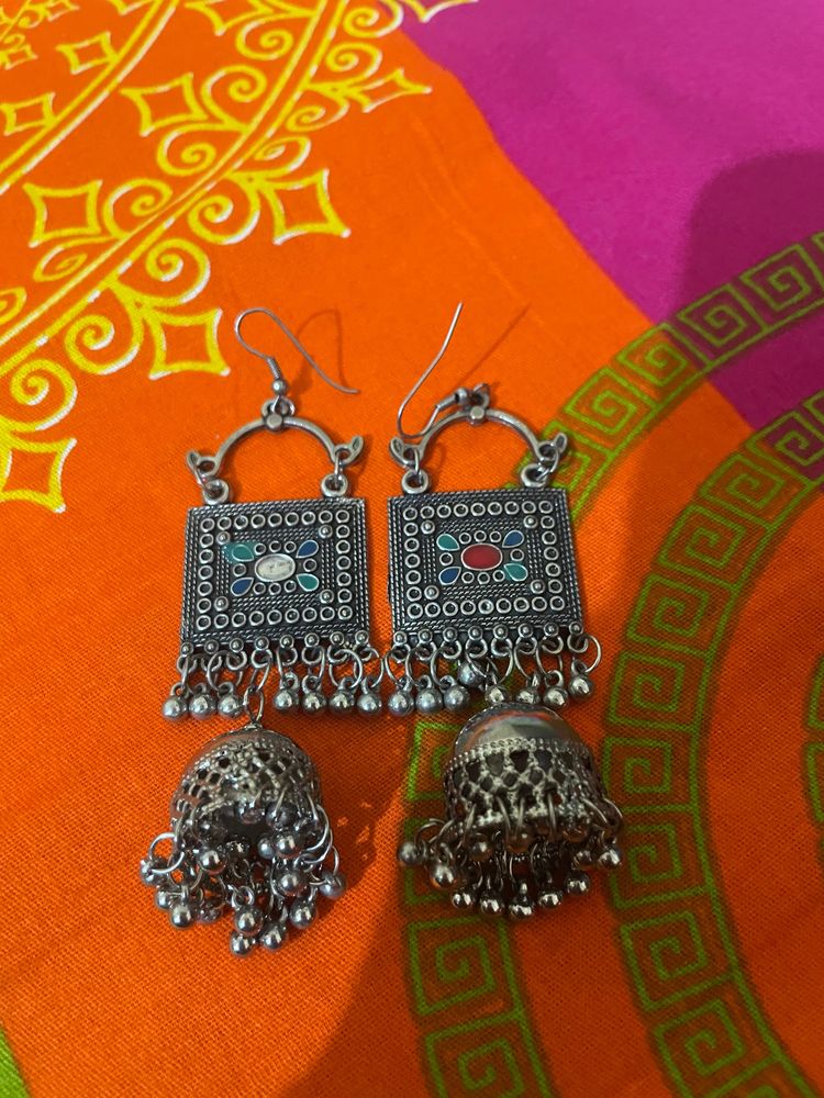 Black Silver Earring