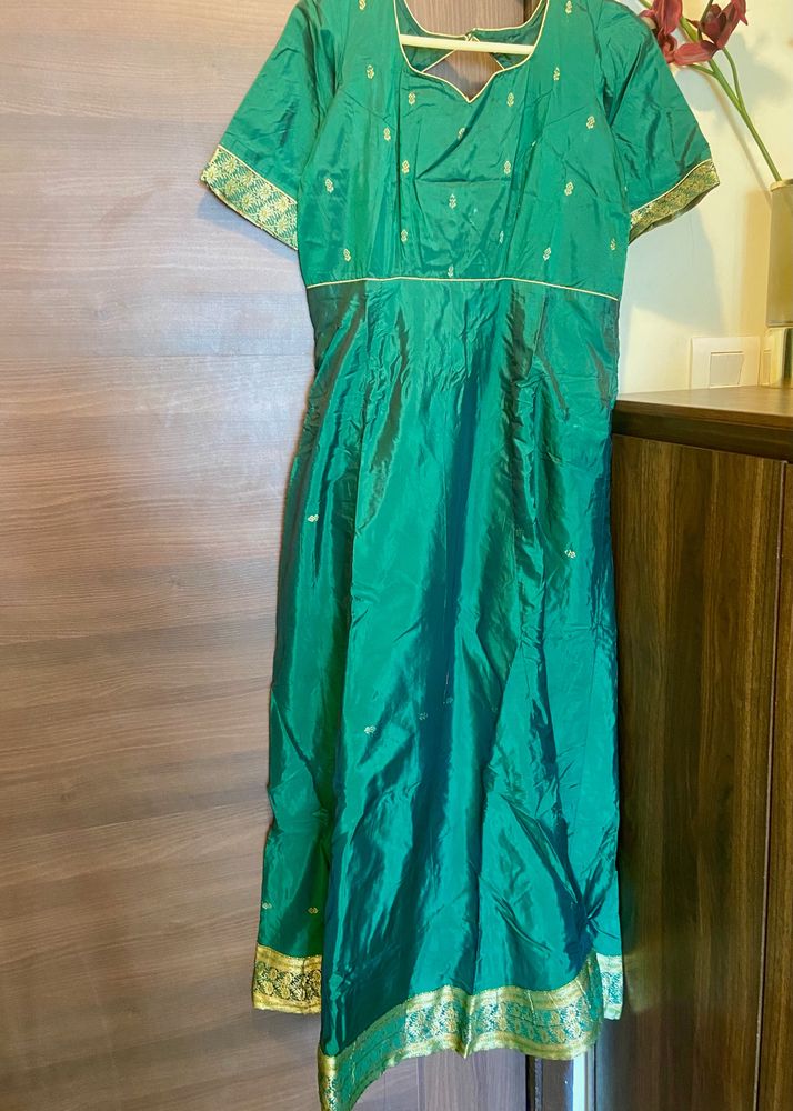 Green Silk Anaarkali kurta