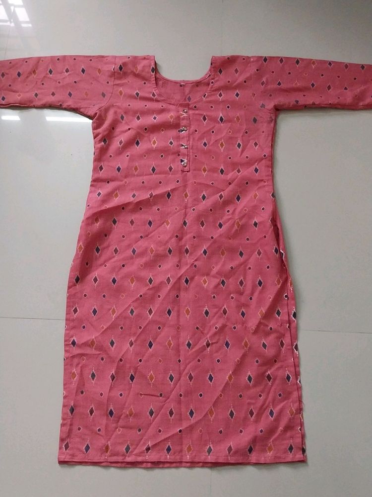 Woman A Line Pink Kurta