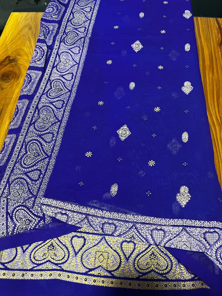 Navy Blue Cotton Saree