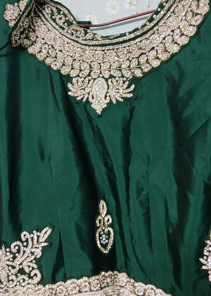 full length gown green colour ful