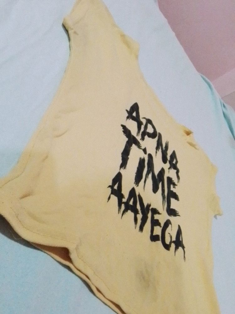 Anna Time Aayega Printed Crop T-shirt  For Women