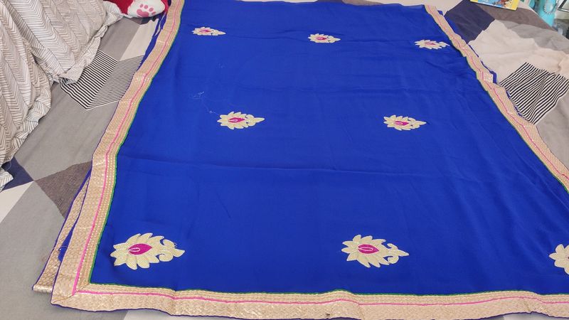 Royal Blue Kdhai Work Saree