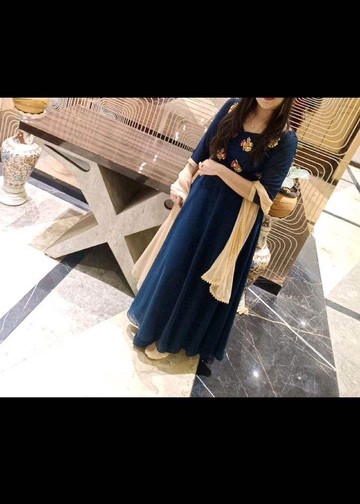 Beautiful Anarkali Plazo Suit With Dupatta