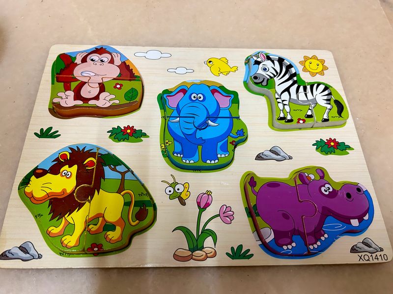 2piece Wooden Puzzle - Wild Animals