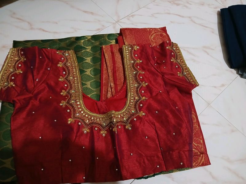 Saree With Maggam Blouse