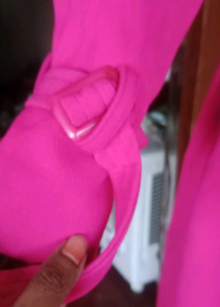 Hot Pink Coat With Belt