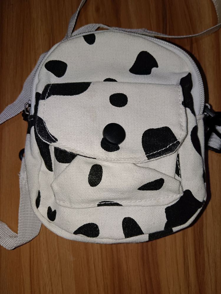 Cow Print Canvas Crossbody Bag