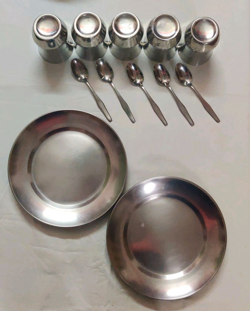 🔷🌟Plates Spoons N Glasses,Dinner Set | 15 Pcs