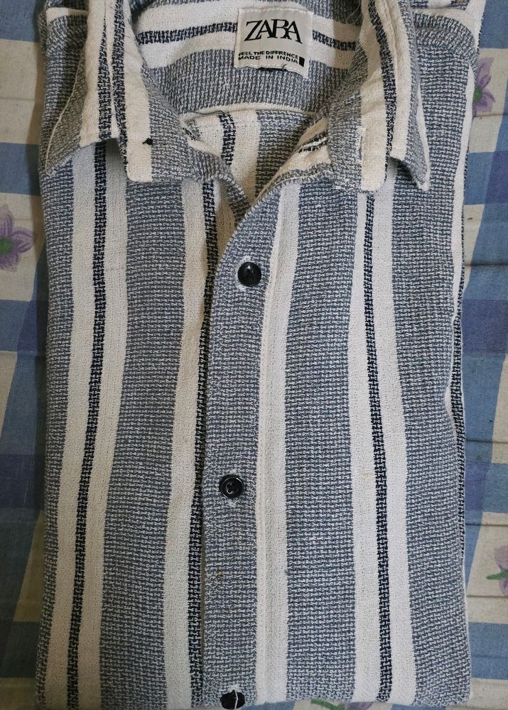 Zara Balck And White Striped Casual Cotton Shirt