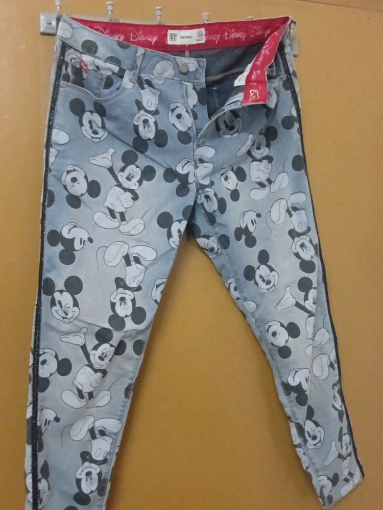 Mickey Mouse Printed Jeans By Disney