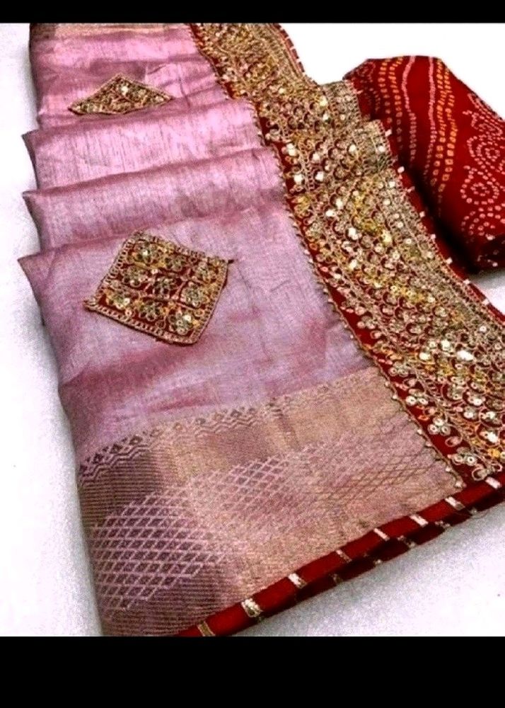 New Zari Border Cotton Silk Saree With Blouse Piec