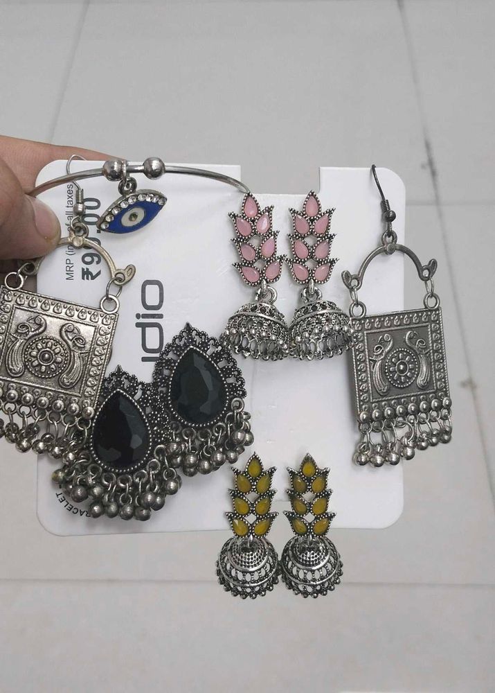 Earings 4sets Of Combo -1 Bracelet Free