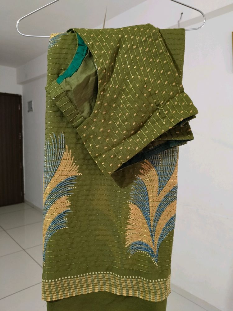 Dark Green Saree