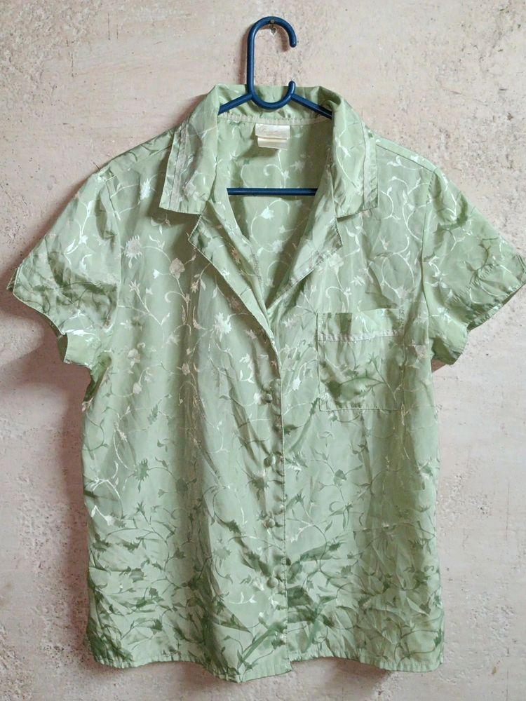 Women's Stylish Shirt Top Sleepwear Green