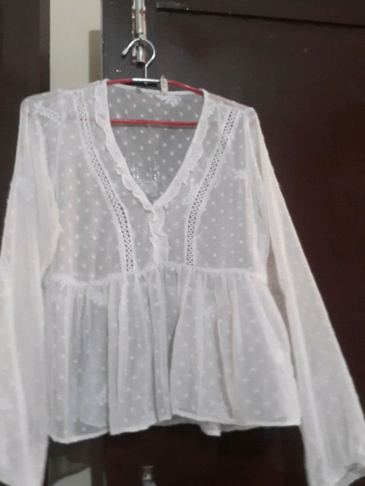 Flared White Top With Good Condition