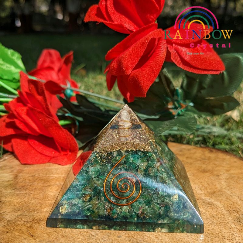 Green Jade Orgonite Pyramid For Financial Growth