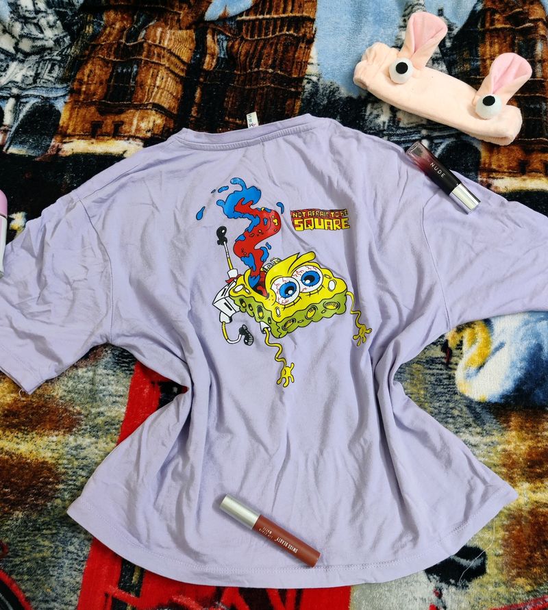 Lavender SpongeBob Oversized Tee