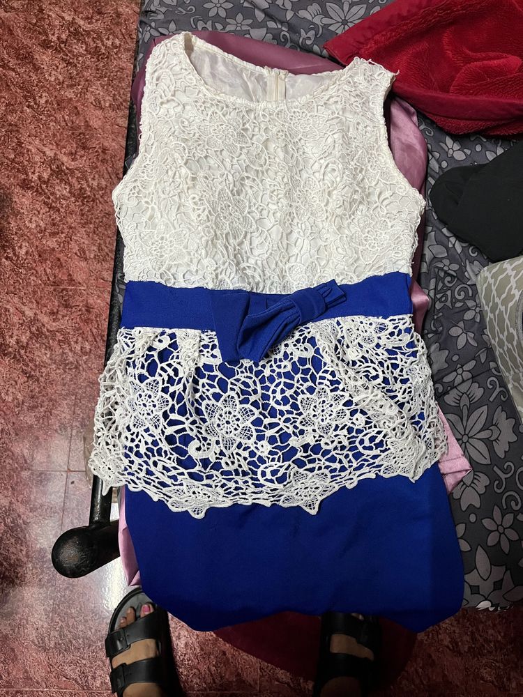 Blue White Formal Dress