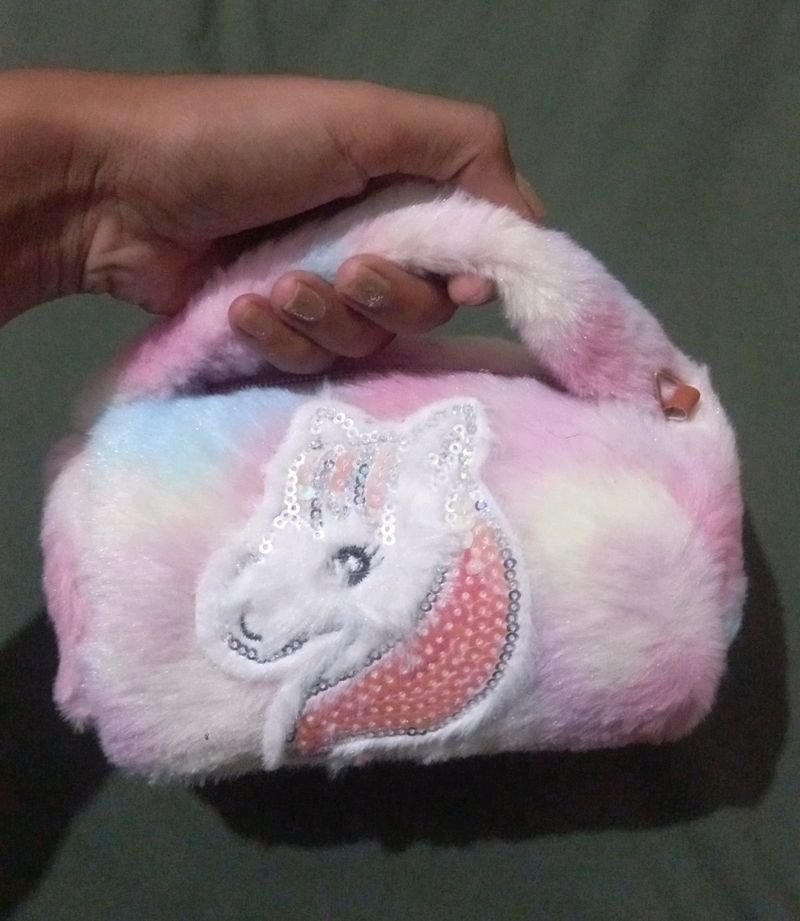 Cute Fur Unicorn Purse