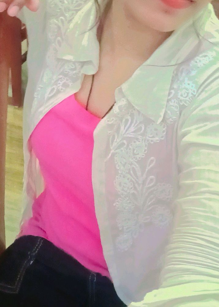 Pink Sleeveless Top With Shrug