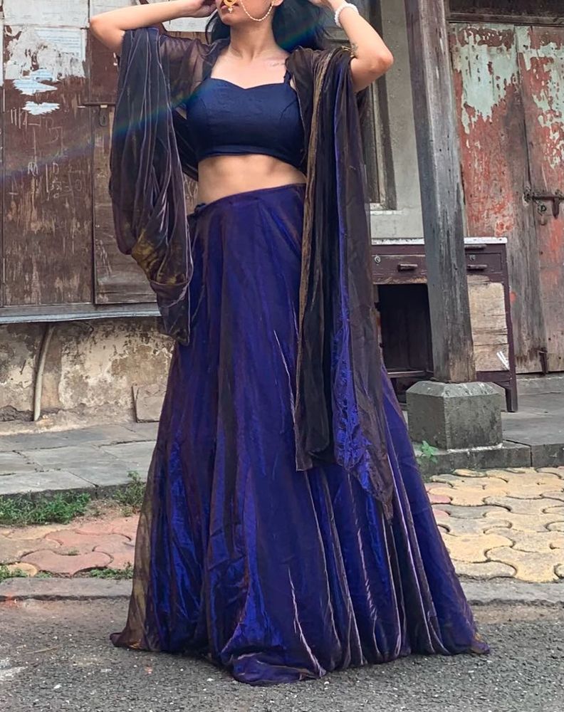 Blue Lehenga (Two Tone Fabric)