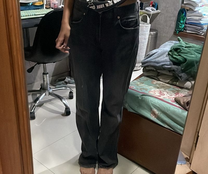 zara straight fit black jeans