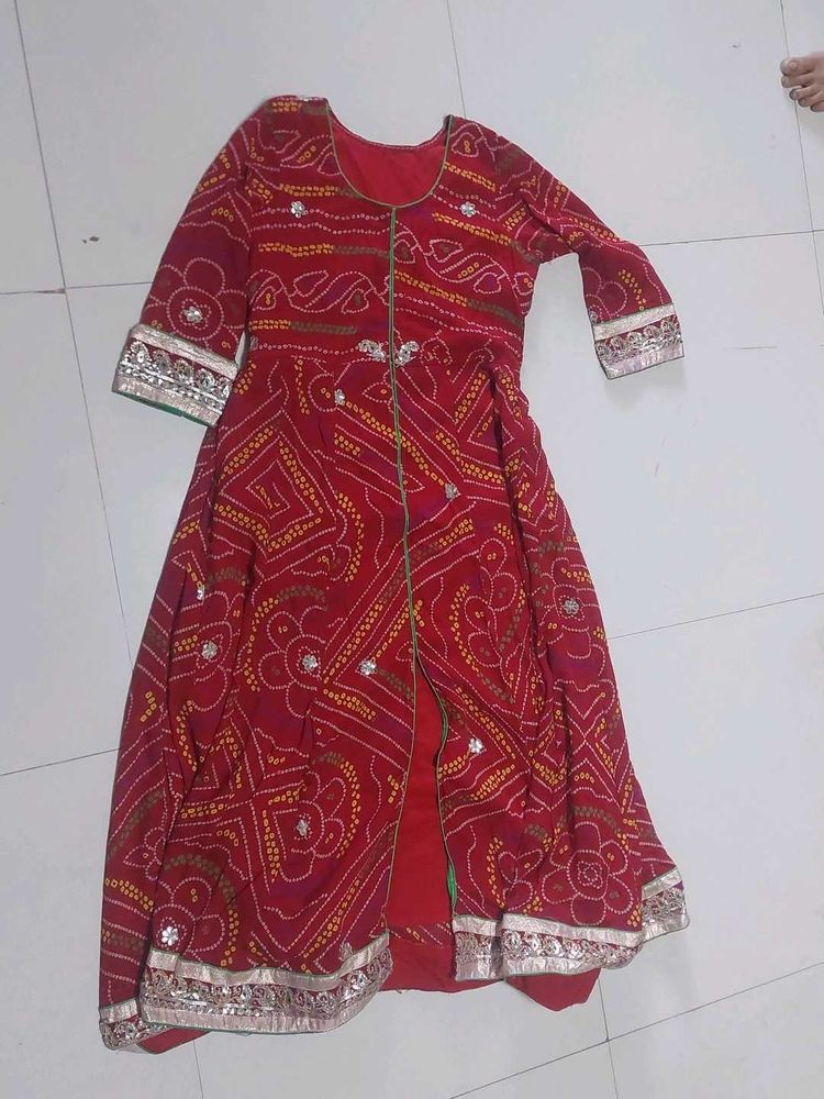 Bandej Red Anarkali Style Kurti