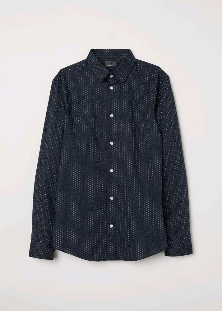 H&M Blue Easy Iron Premium Cotton Shirt.