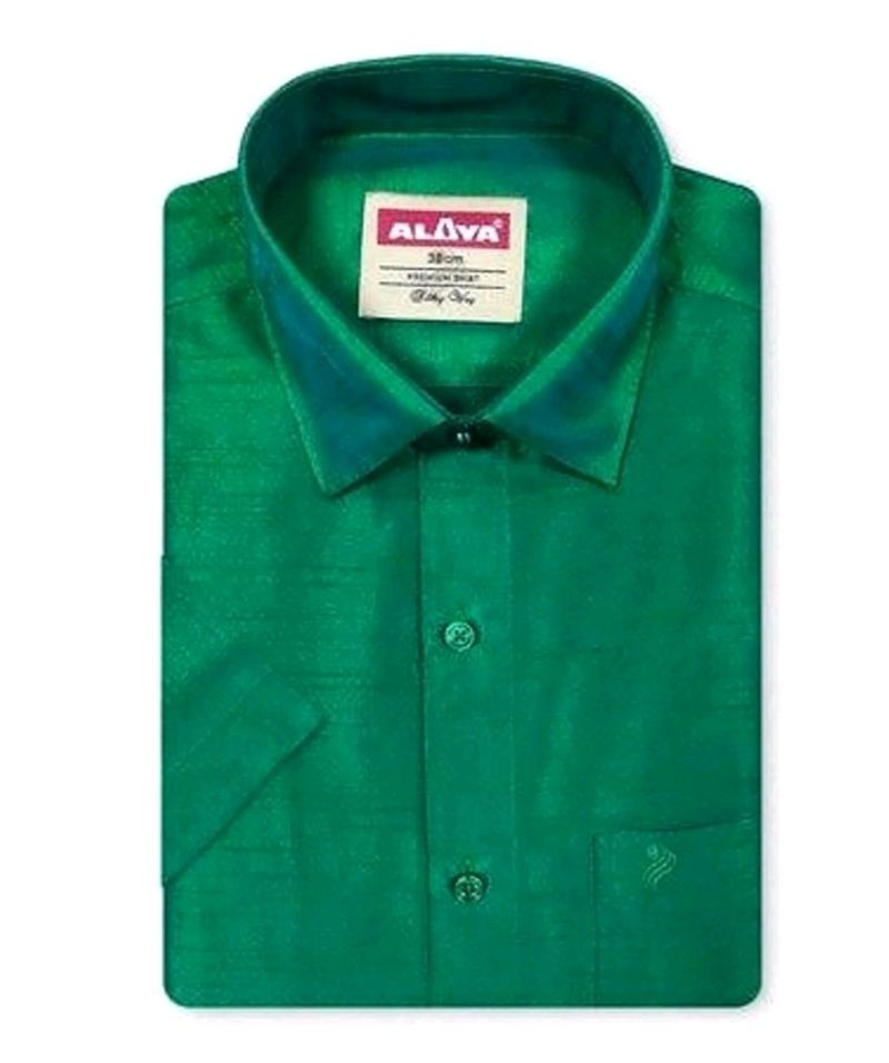 Peacock Green Silk Shirt 38 Size M