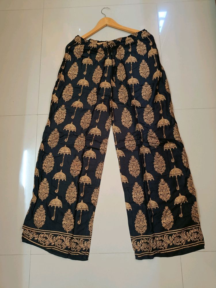 New Jaipuri Block Print Black Palazzo