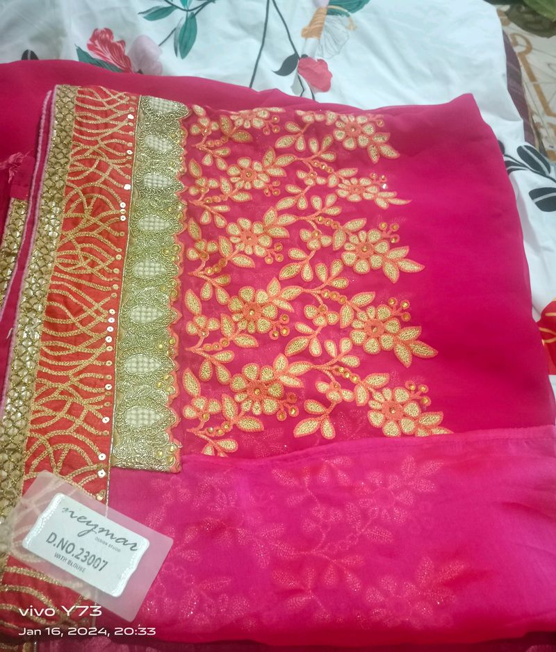 Designer Heavy Embroidery Saree 😍