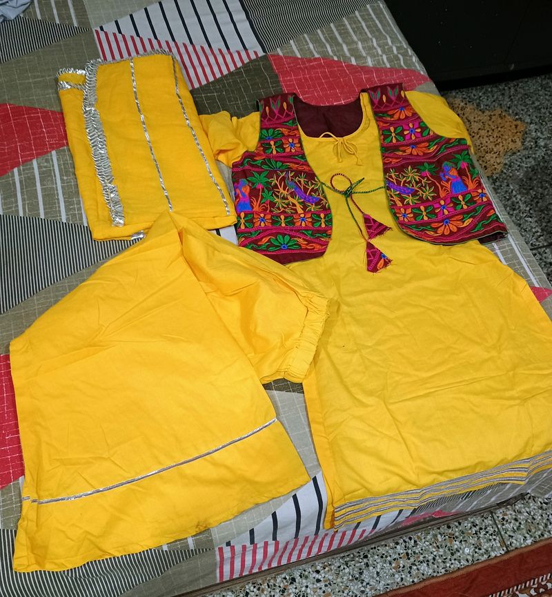 Haldi Ceremony suit Set wit Dupatta And Koti