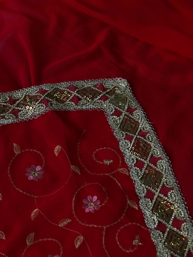 Red Saree(Georgette)