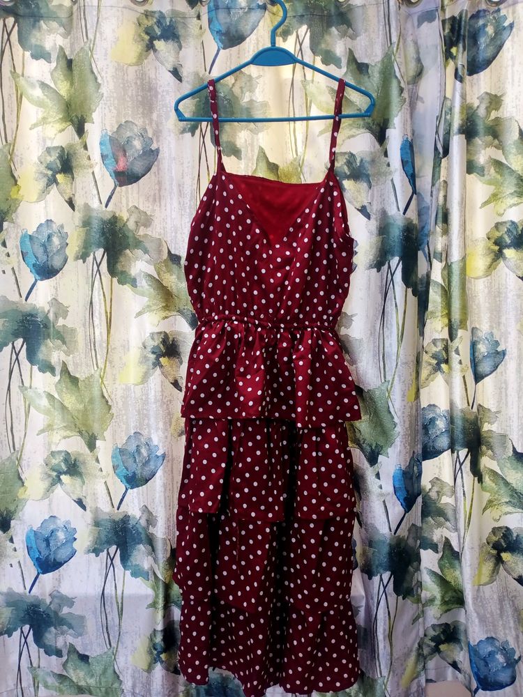 Maroon Polka Dot Dress