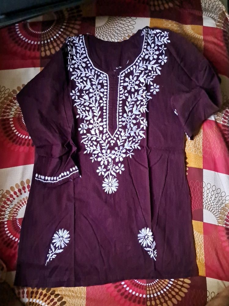 Short Chikankari Kurta