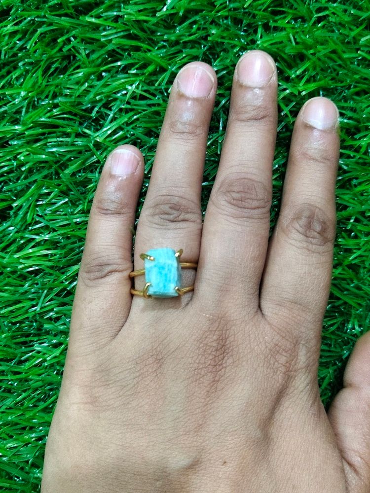 Amazonite Raw Uncut Stone Finger Ring