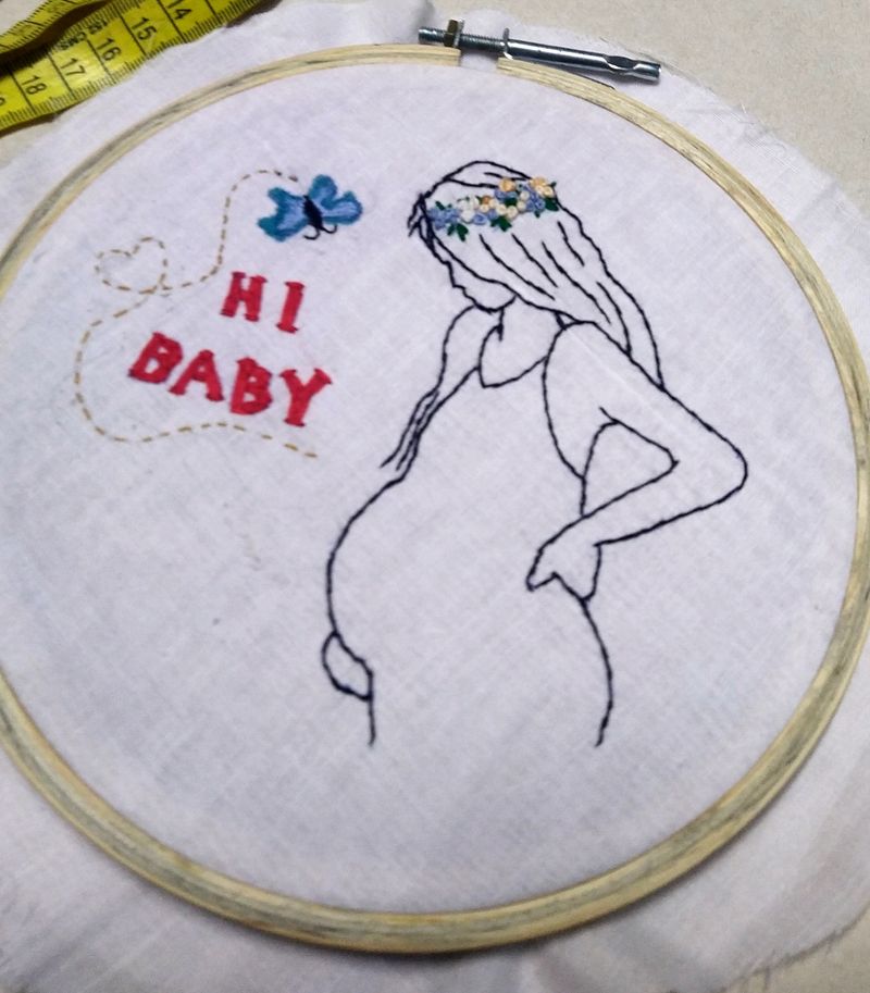 Mom To Be Embroidery Hoop With Freebies