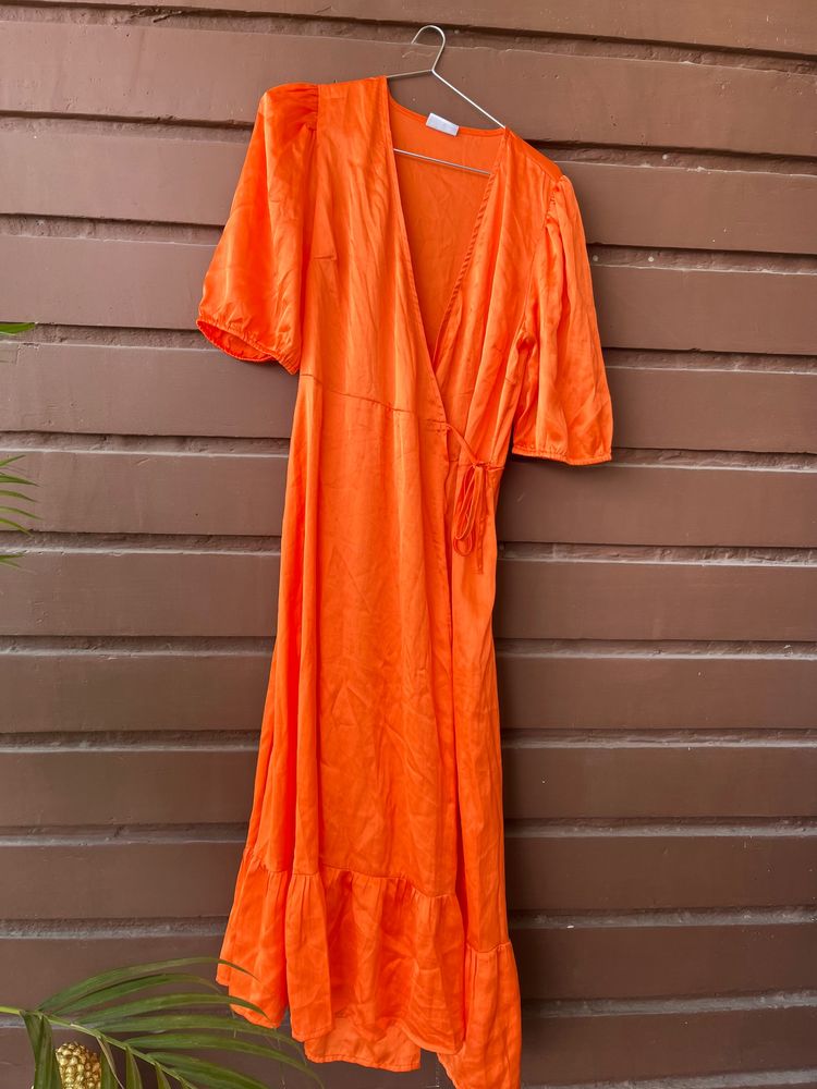 Maxi Dress Or Shrug Orange Color