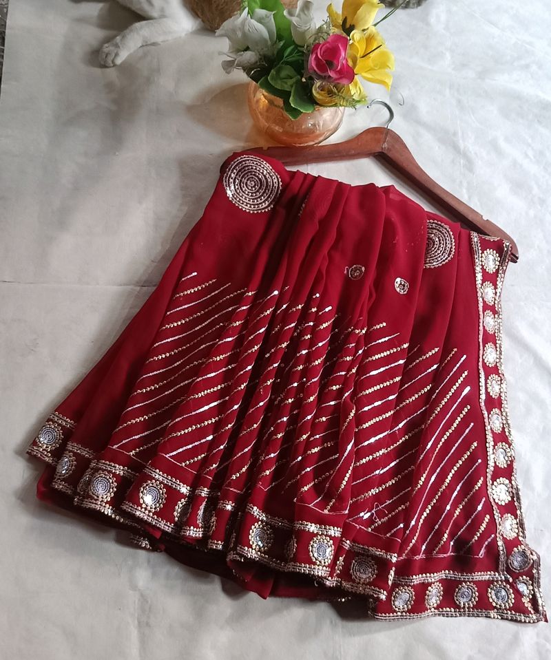 Georgette Saree With Beautiful Sequence Work