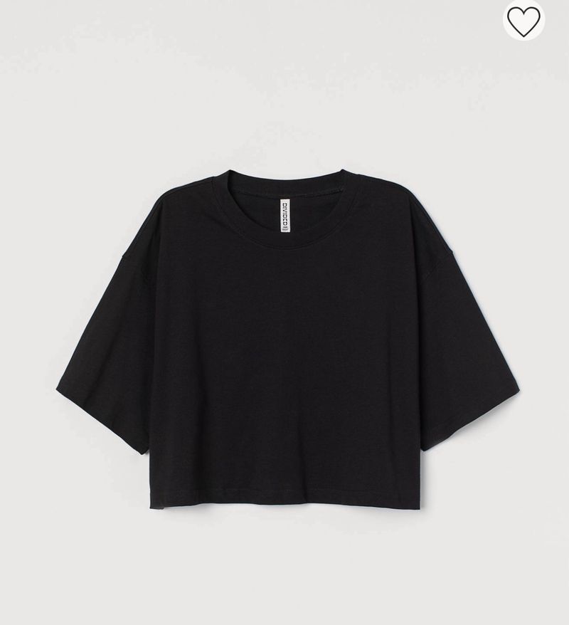 H&M oversized black CROPPED tshirt